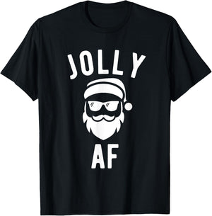Jolly AF T Shirt Funny Christmas Santa Sunglasses T-Shirt - T-Shirt | Black
