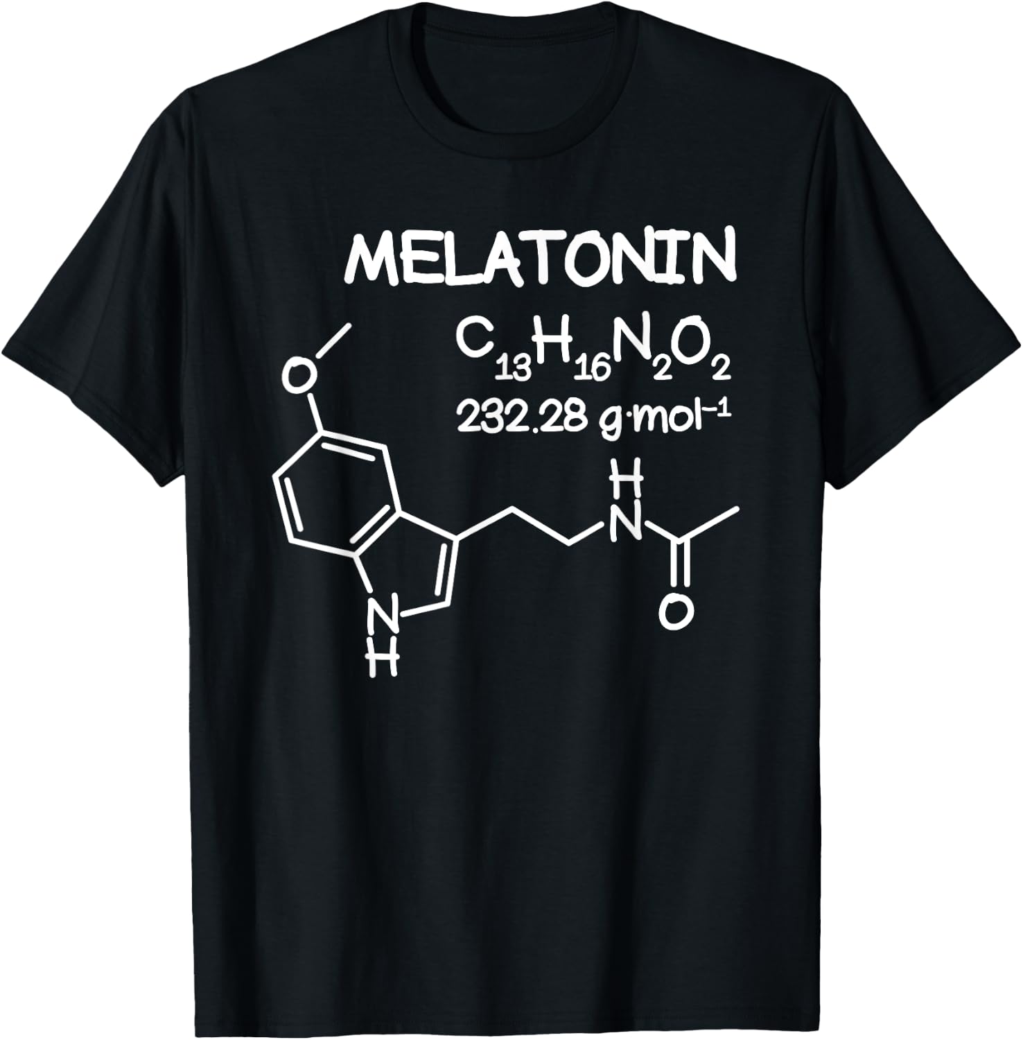 Melatonin Molecule Structure T Shirt Funny Sleep Men Women T-Shirt - T-Shirt | Black