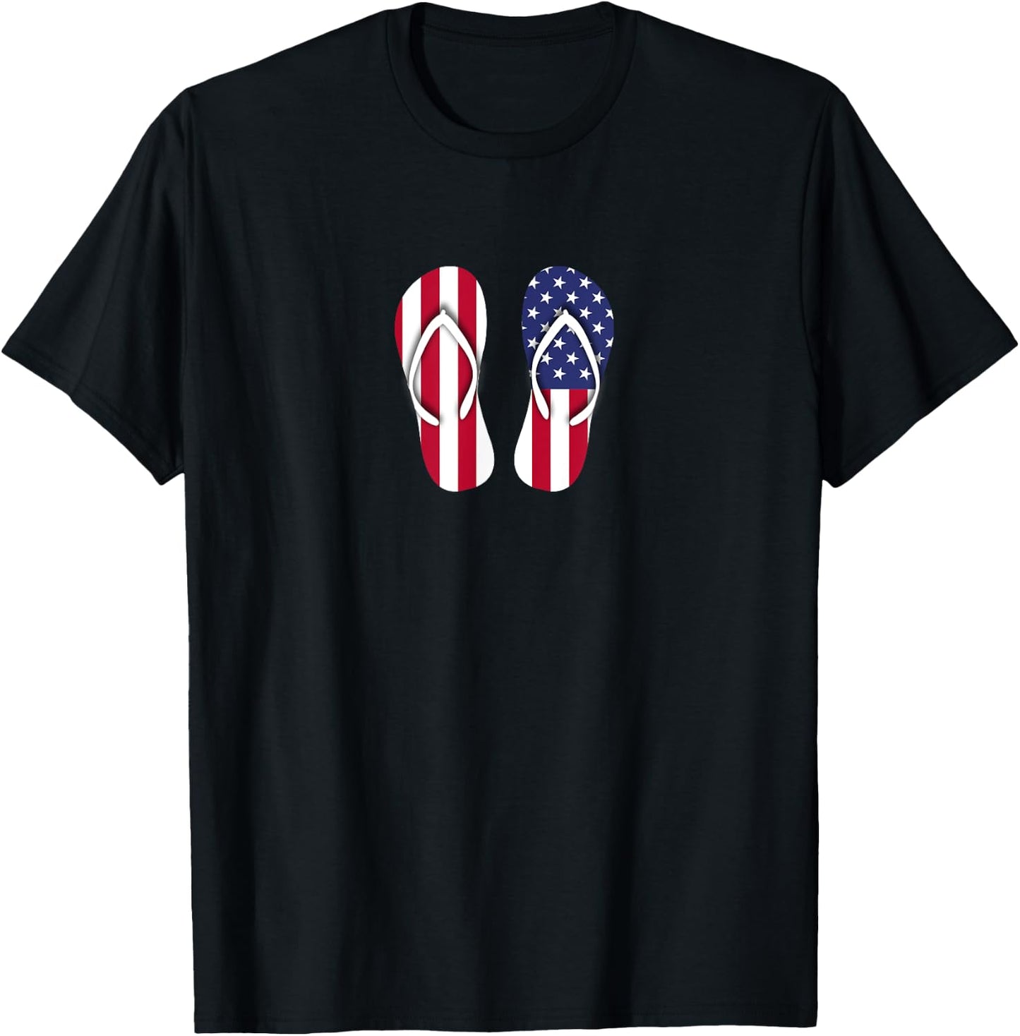 Flip Flops Red White and Blue Patriotic Sandals Beach T-Shirt - T-Shirt | Black