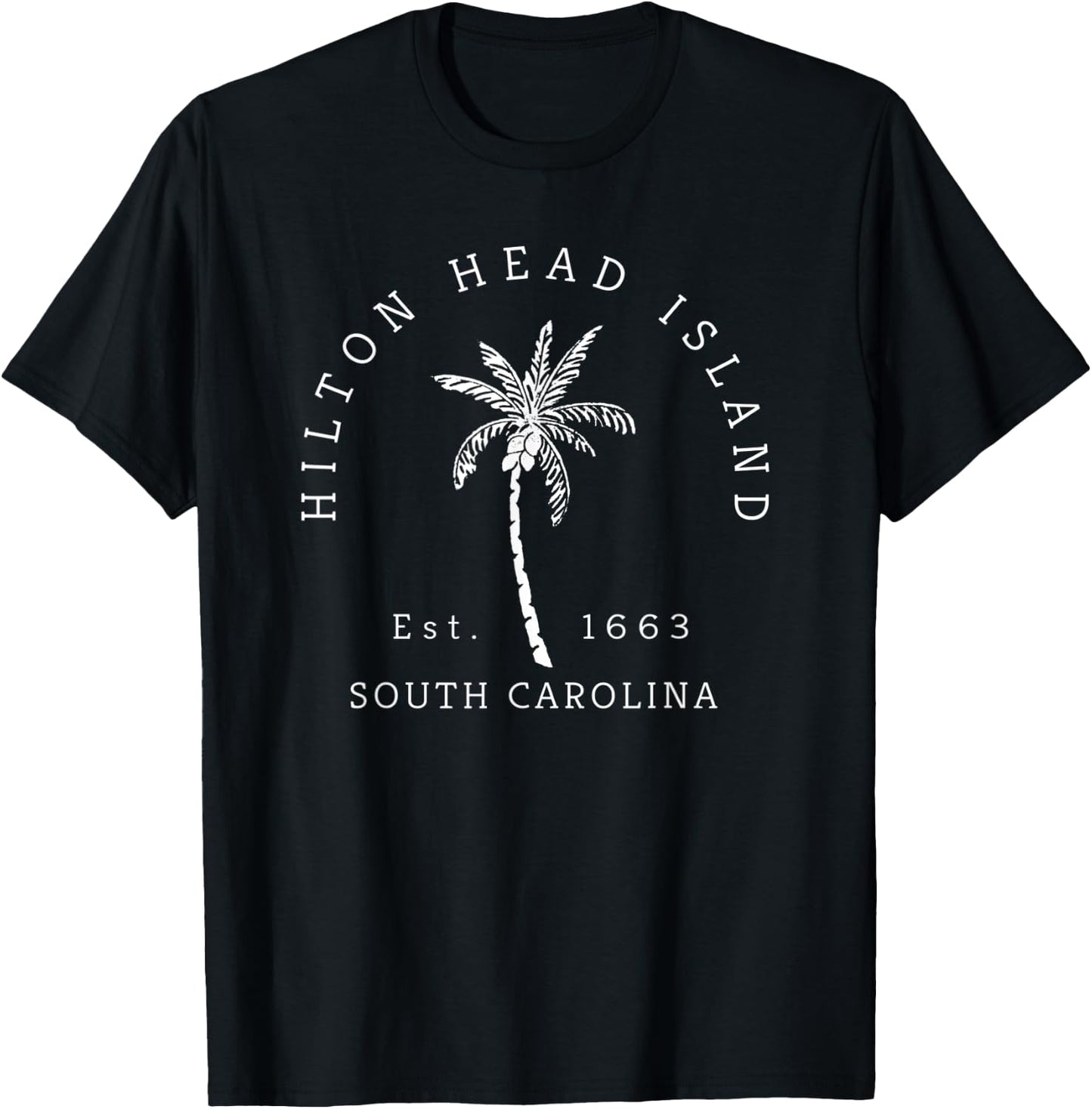 Original Hilton Head Island Palm Tree Novelty Art Surf T-Shirt - T-Shirt | Black