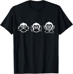 Three wise monkeys T-Shirt - T-Shirt | Black