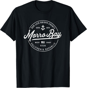 NAUTICAL Anchor Morro Bay California Travel Vacation T-Shirt - T-Shirt | Black