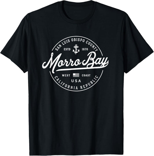 NAUTICAL Anchor Morro Bay California Travel Vacation T-Shirt - T-Shirt | Black