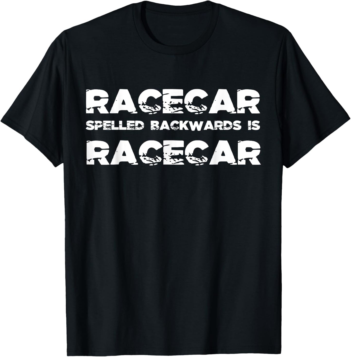 Racecar Spelled Backwards Funny Car Mechanic Race Car Shirt T-Shirt - T-Shirt | Black