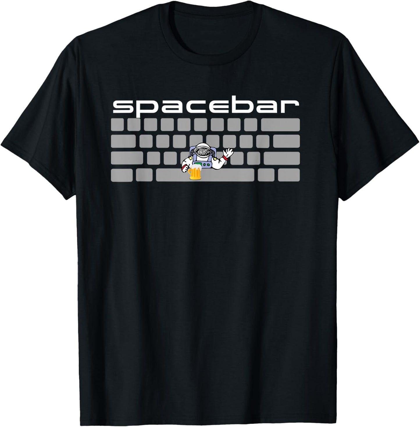 Keyboard Spacebar Astronaut Puns T-Shirt - T-Shirt | Black