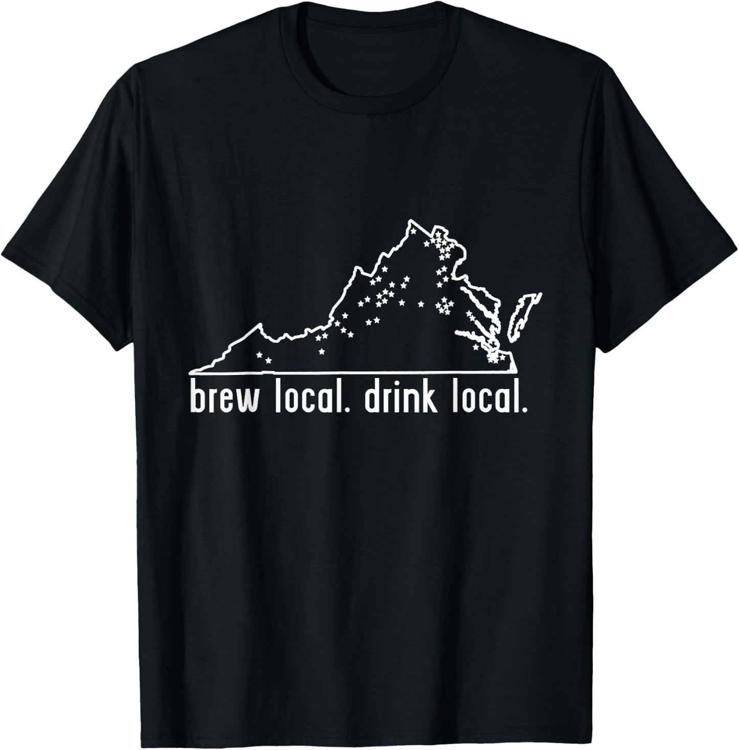 Virginia State Brewery Map - Craft Beer Graphic T-Shirt - T-Shirt | Black