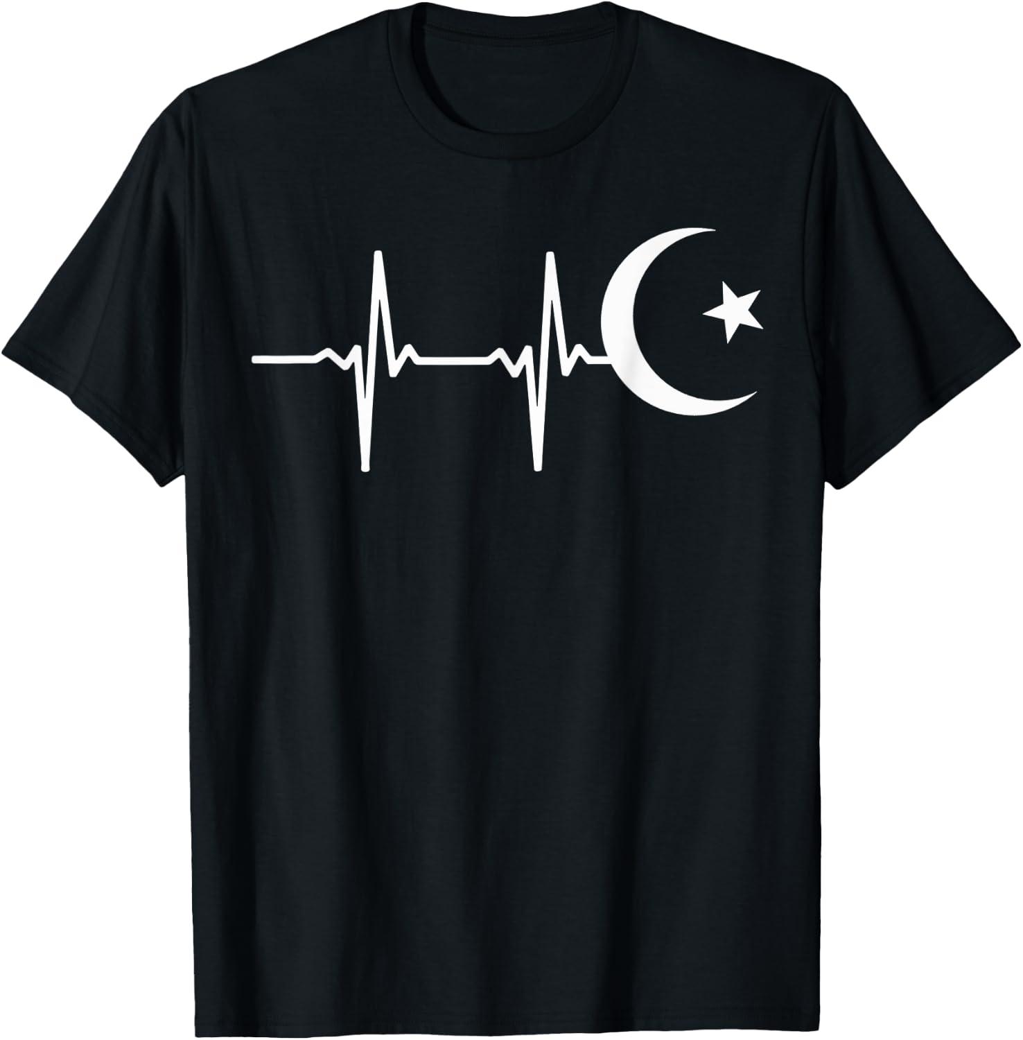 Muslim heartbeats, Ramadan Kareem moon Crescent Eid T-Shirt - T-Shirt | Black