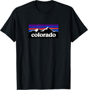 Colorado Mountains Outdoor Flag Design T-Shirt - T-Shirt | Black