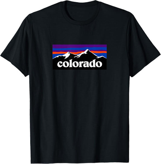 Colorado Mountains Outdoor Flag Design T-Shirt - T-Shirt | Black