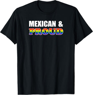 Proud Mexican Gay Lesbian Rainbow Mexico LGBTQ T-Shirt - T-Shirt | Black