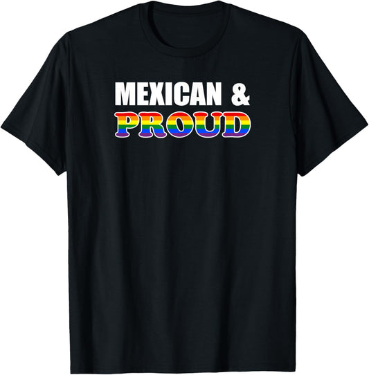 Proud Mexican Gay Lesbian Rainbow Mexico LGBTQ T-Shirt - T-Shirt | Black
