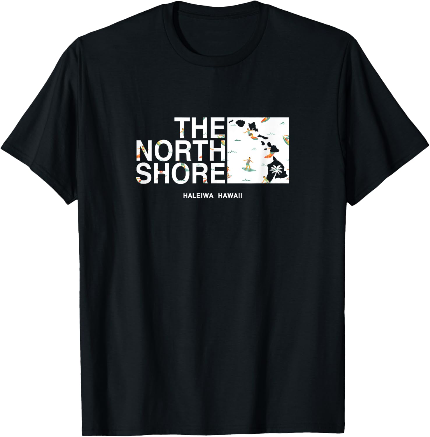 Hawaii Islands North Shore Haleiwa Surfer T-Shirt - T-Shirt | Black