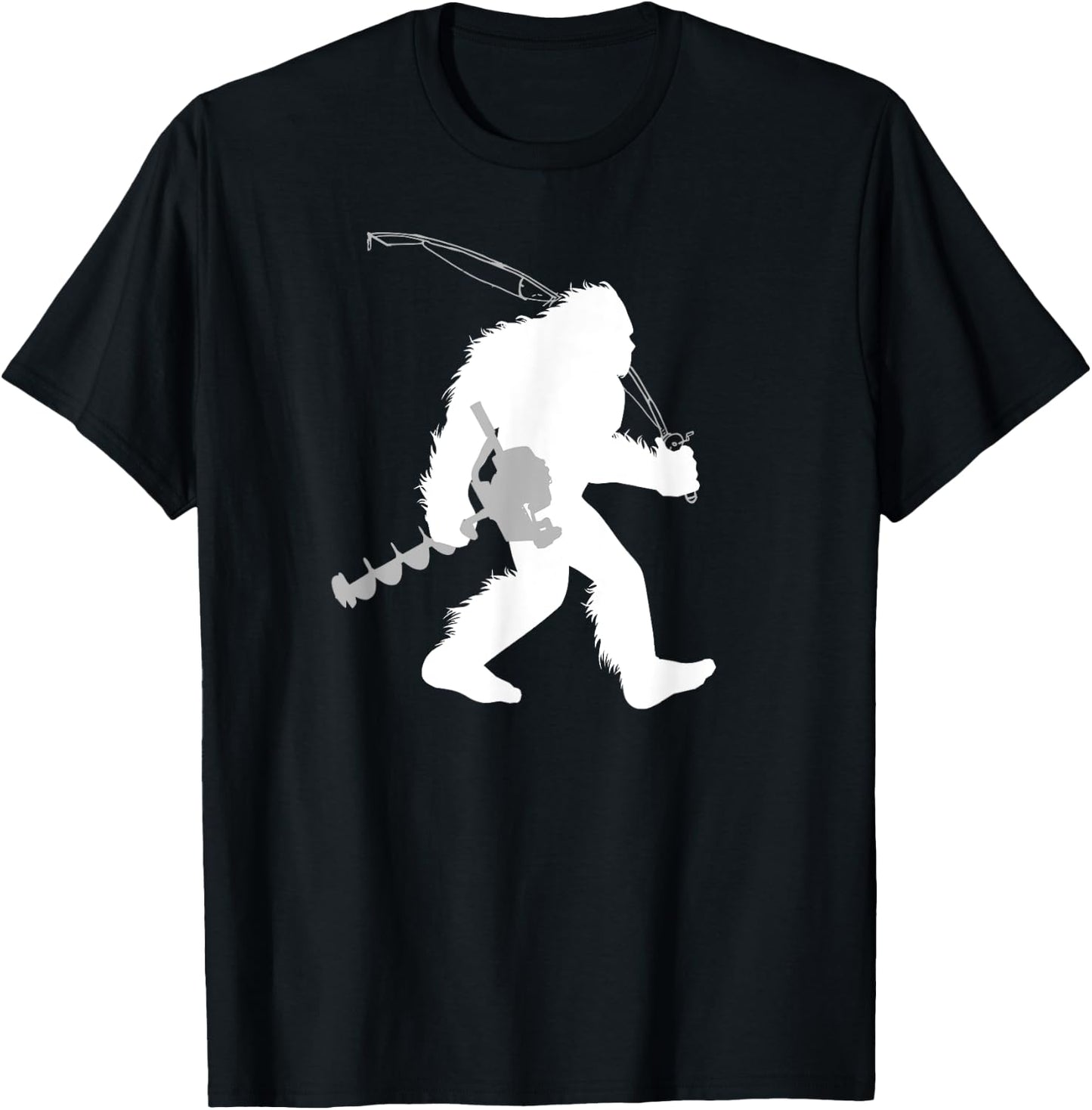 Yeti Bigfoot Ice Fishing , Black, Small, Men's, Short Sleeve, Classic Fit, Casual Classic, Fish Theme, Fishing Occasion T-Shirt - T-Shirt | Black