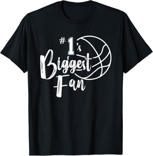 Number 1's Biggest Fan Shirt Basketball Player Mom Dad T-Shirt - T-Shirt | Black