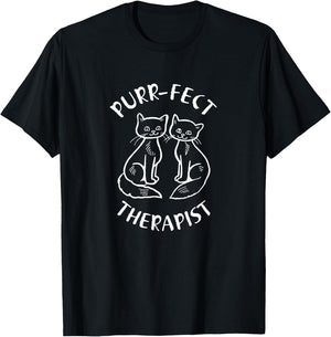 Purr-fect Therapist Cute Cat Funny Gift Men Women T-Shirt - T-Shirt | Black