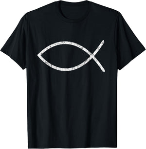Ichthys Sign Jesus Fish Christ Christian Faith Symbol T-Shirt - T-Shirt | Black