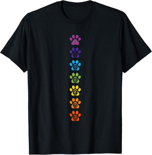 7 Chakras Puppy Paw Print Cute High Vibe Conscious T-Shirt - T-Shirt | Black