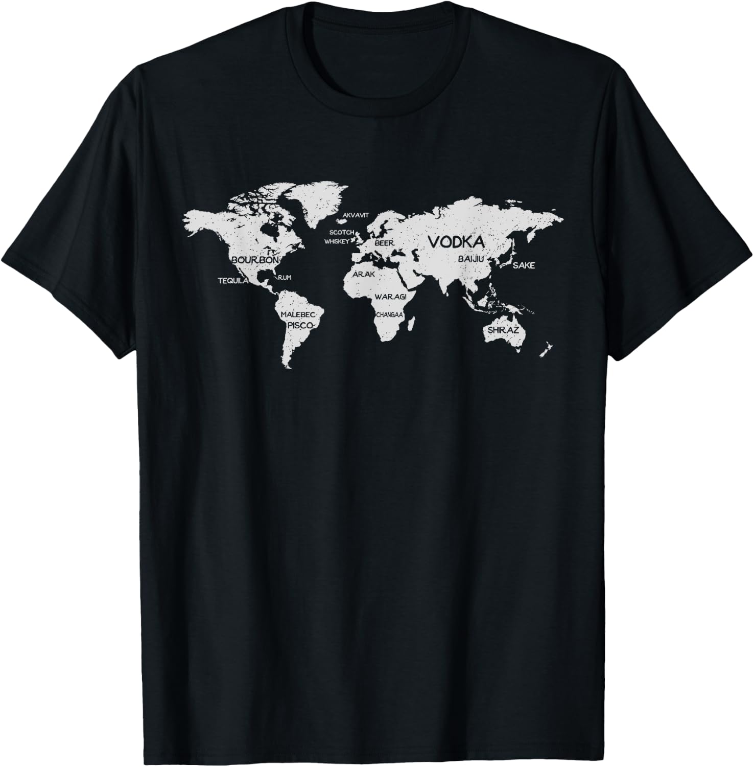 International Alcohol Map Drinking Around the World T-Shirt - T-Shirt | Black
