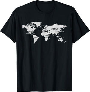 International Alcohol Map Drinking Around the World T-Shirt - T-Shirt | Black