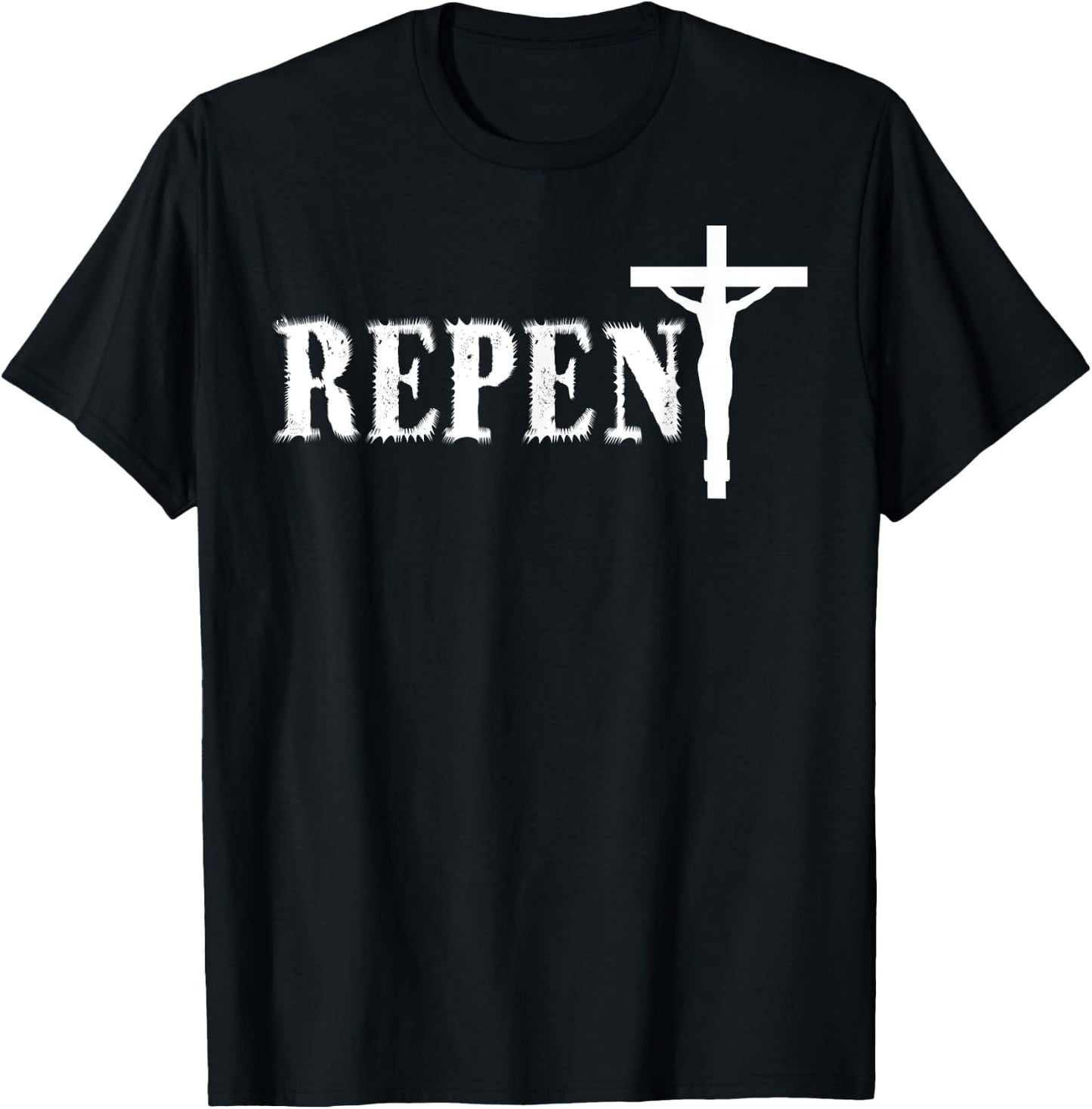 Repent Jesus Saves Religious Gift T-Shirt - T-Shirt | Black