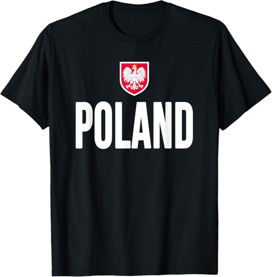 Poland Polska Polish Flag Souvenir Gift Love T-Shirt - T-Shirt | Black