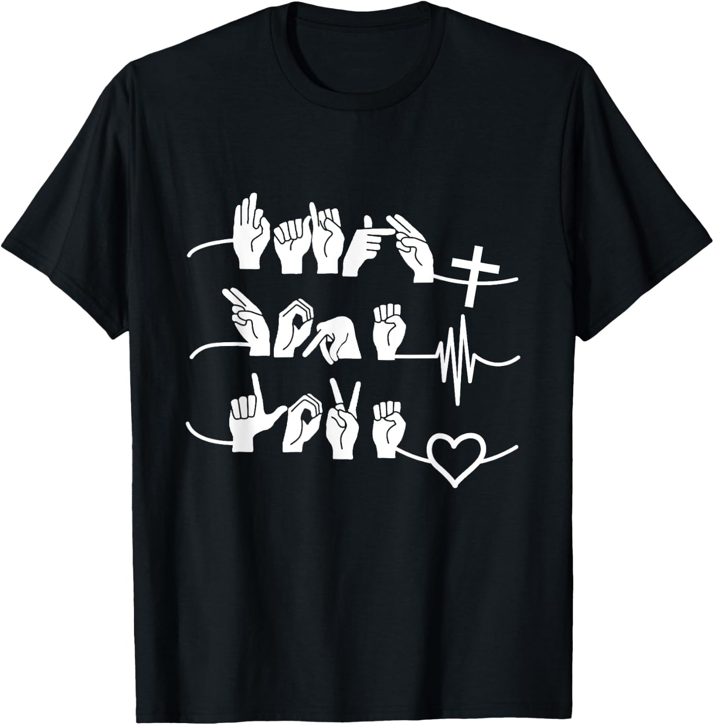 Faith Hope Love - Christ Religion Heartbeat T-Shirt - T-Shirt | Black