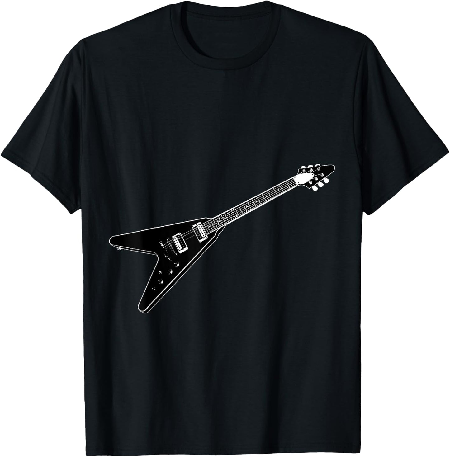 Flying V Guitar Hard Rock Heavy Death Nu Metal Music Band T-Shirt - T-Shirt | Black