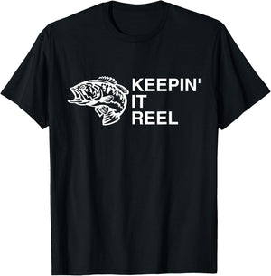 Keeping It Reel Shirt Funny Fishing Sayings T-Shirt - T-Shirt | Black