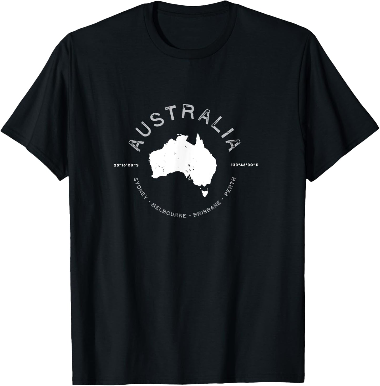 Australia Travel Souvenir Vintage Retro - -Adults, Black, Small, Short Sleeve T-Shirt - T-Shirt | Black