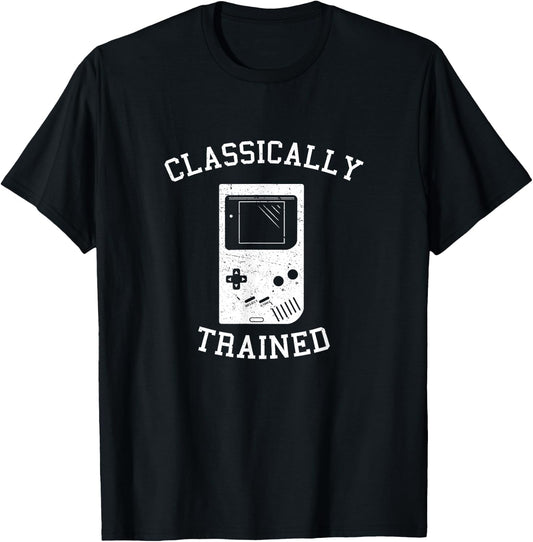 Classically Trained Old School Retro Portable Game T-Shirt - T-Shirt | Black
