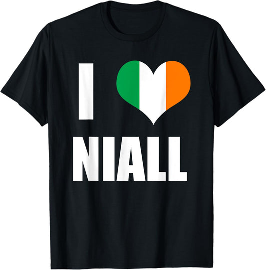 I Love Niall - Ireland Flag Heart T-Shirt - T-Shirt | Black