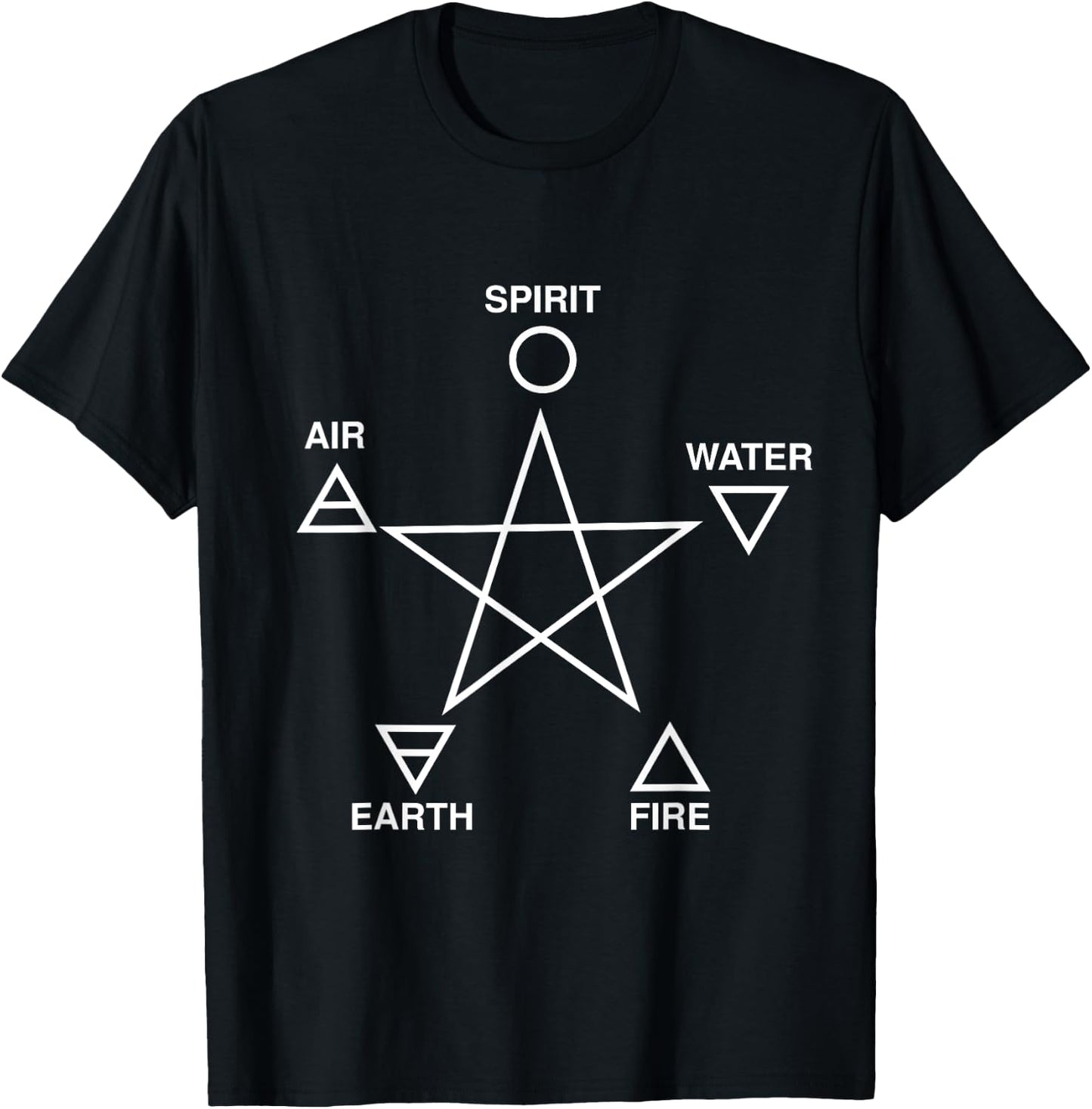 Pentagram Air Fire Water Spirit Earth Pagan Witchcraft Wicca T-Shirt - T-Shirt | Black