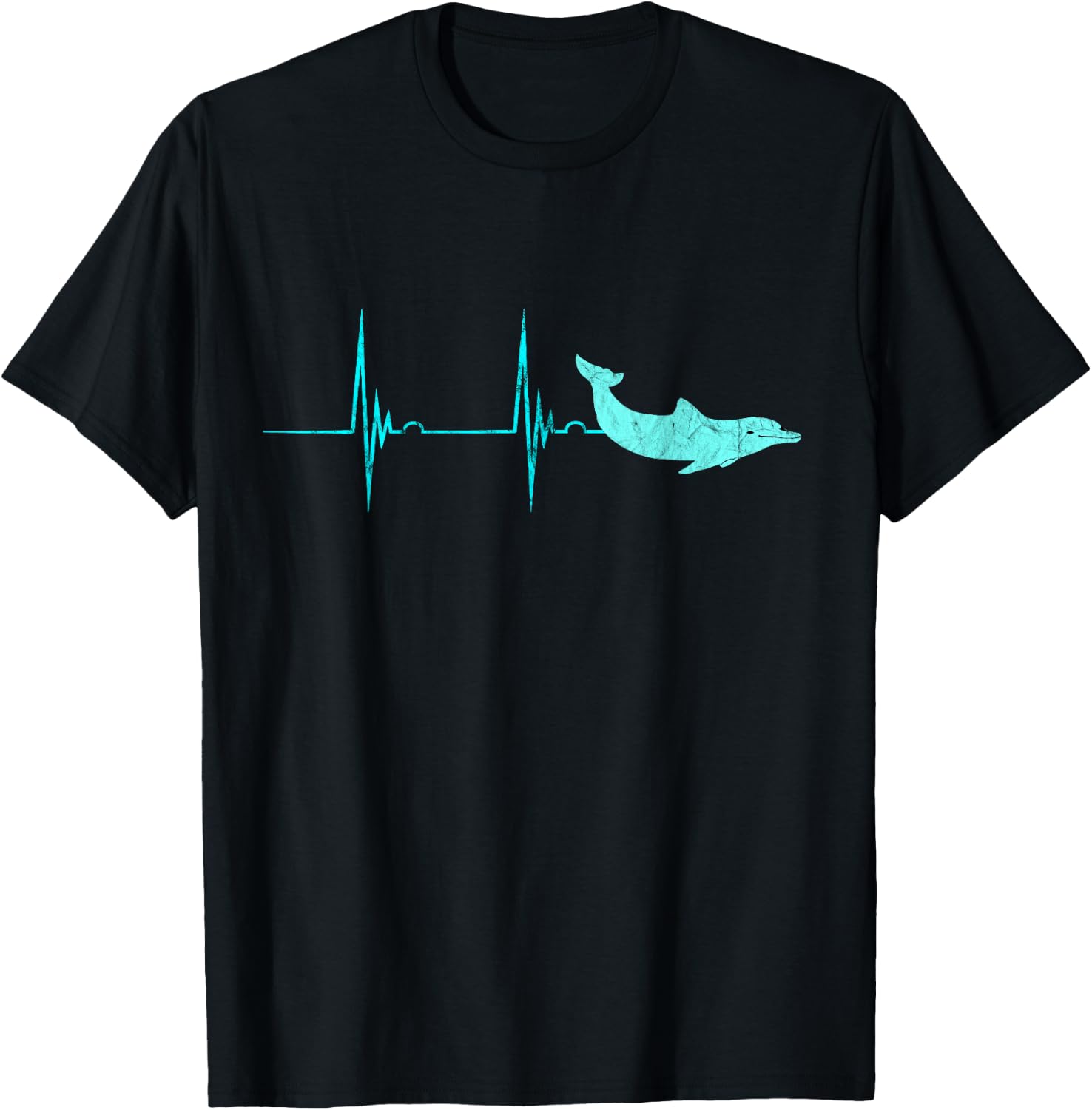 Bottlenose Dolphin Heartbeat Mammals EKG Pulse Ocean T-Shirt - T-Shirt | Black