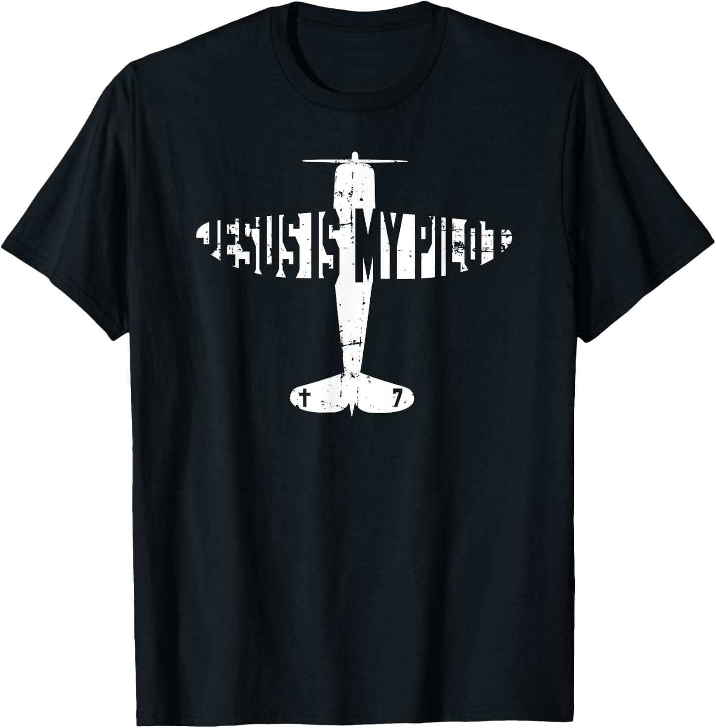 Jesus Is My Pilot - Christian Airplane T Shirt T-Shirt - T-Shirt | Black