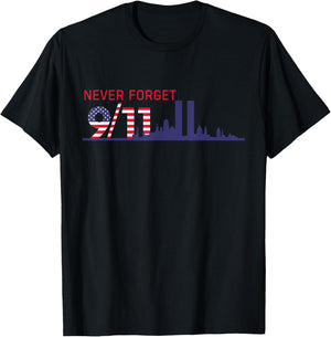 Never Forget September 11 2001 Memorial Day American Flag T-Shirt - T-Shirt | Black