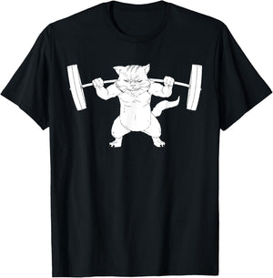 Cat Squat Powerlifting Women Girls Kids T-Shirt - T-Shirt | Black