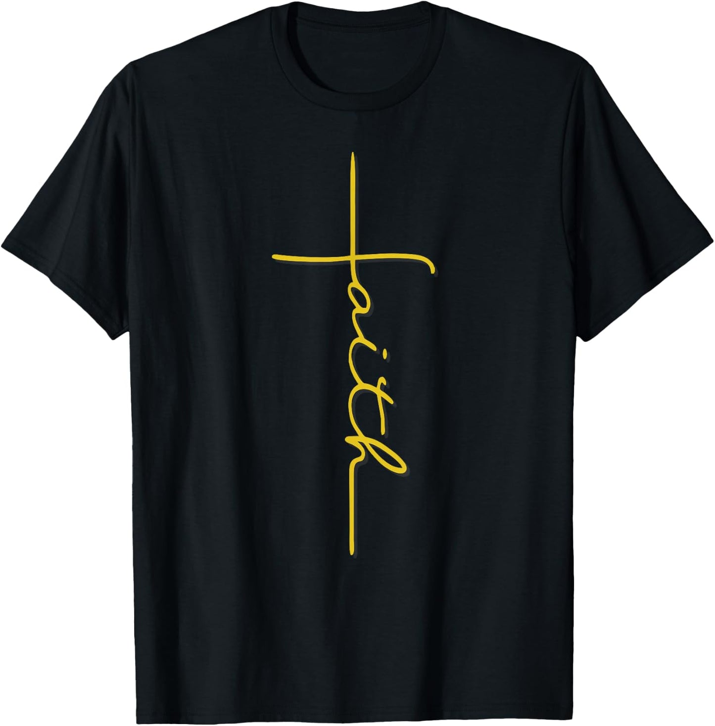 Men Women Youth Faith Cross Christian Handwriting T-Shirt - T-Shirt | Black