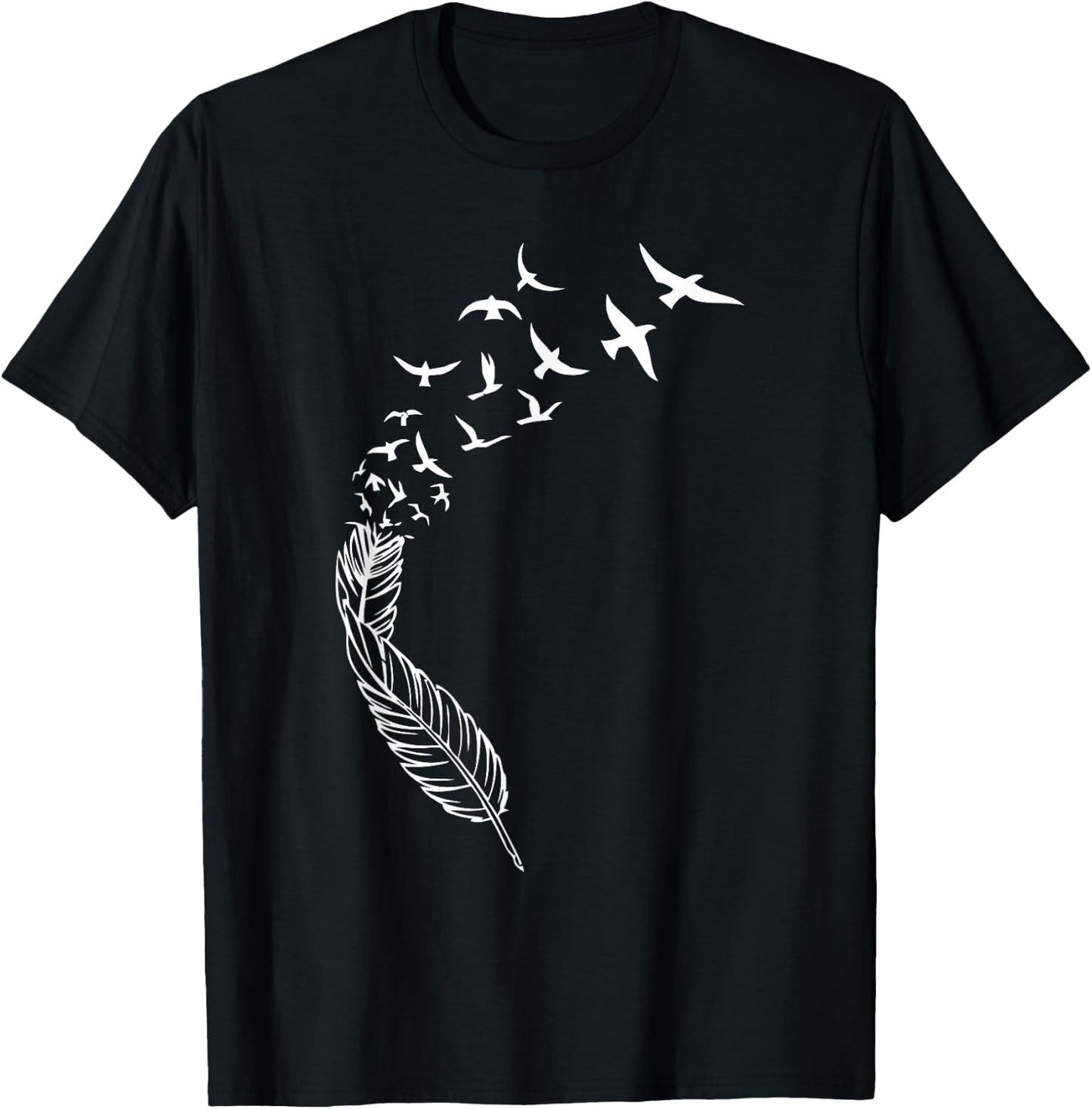 Feather Flying Birds Cool Street Style Positivity Casual T-Shirt - T-Shirt | Black
