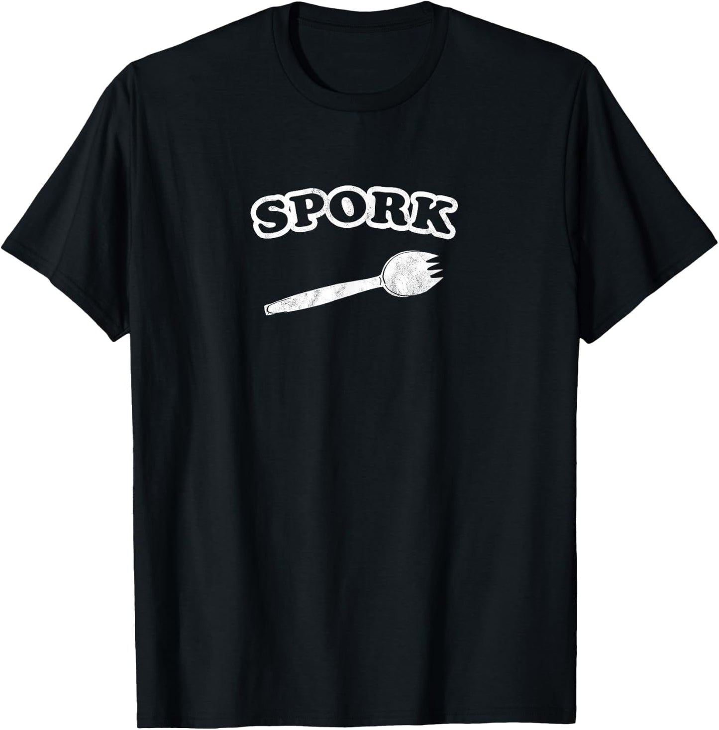 Retro Spork Distressed Vintage Design T-Shirt - T-Shirt | Black