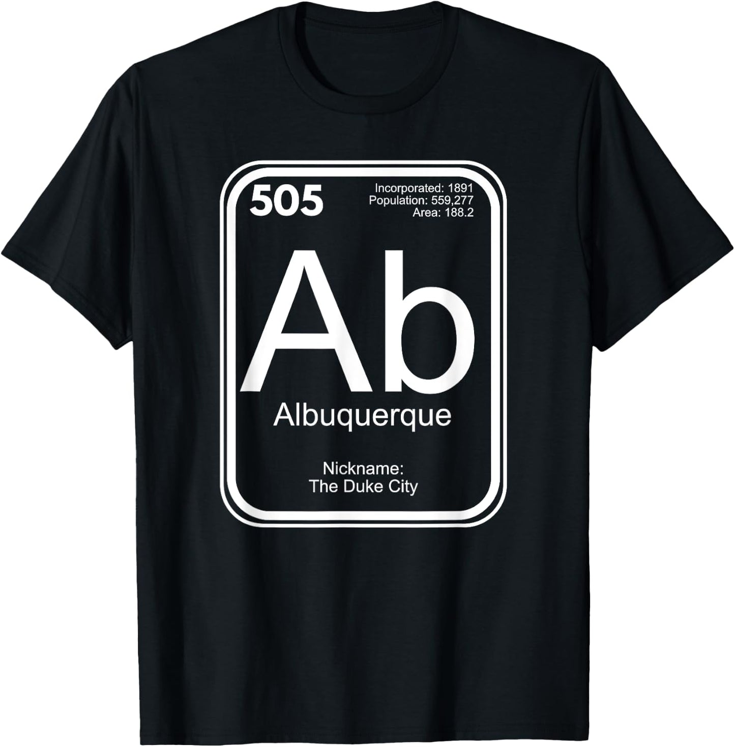 Albuquerque Periodic Table New Mexico Gift T-Shirt - T-Shirt | Black