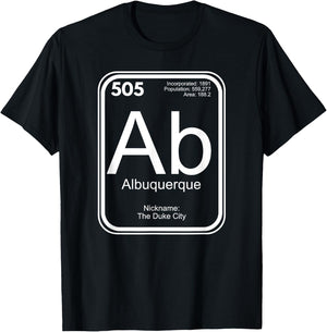 Albuquerque Periodic Table New Mexico Gift T-Shirt - T-Shirt | Black