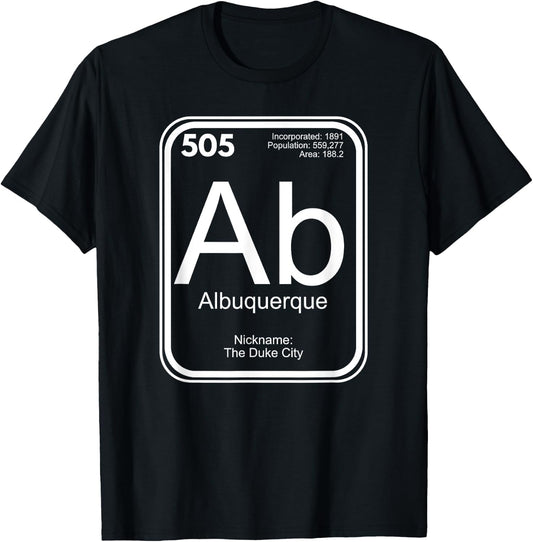 Albuquerque Periodic Table New Mexico Gift T-Shirt - T-Shirt | Black