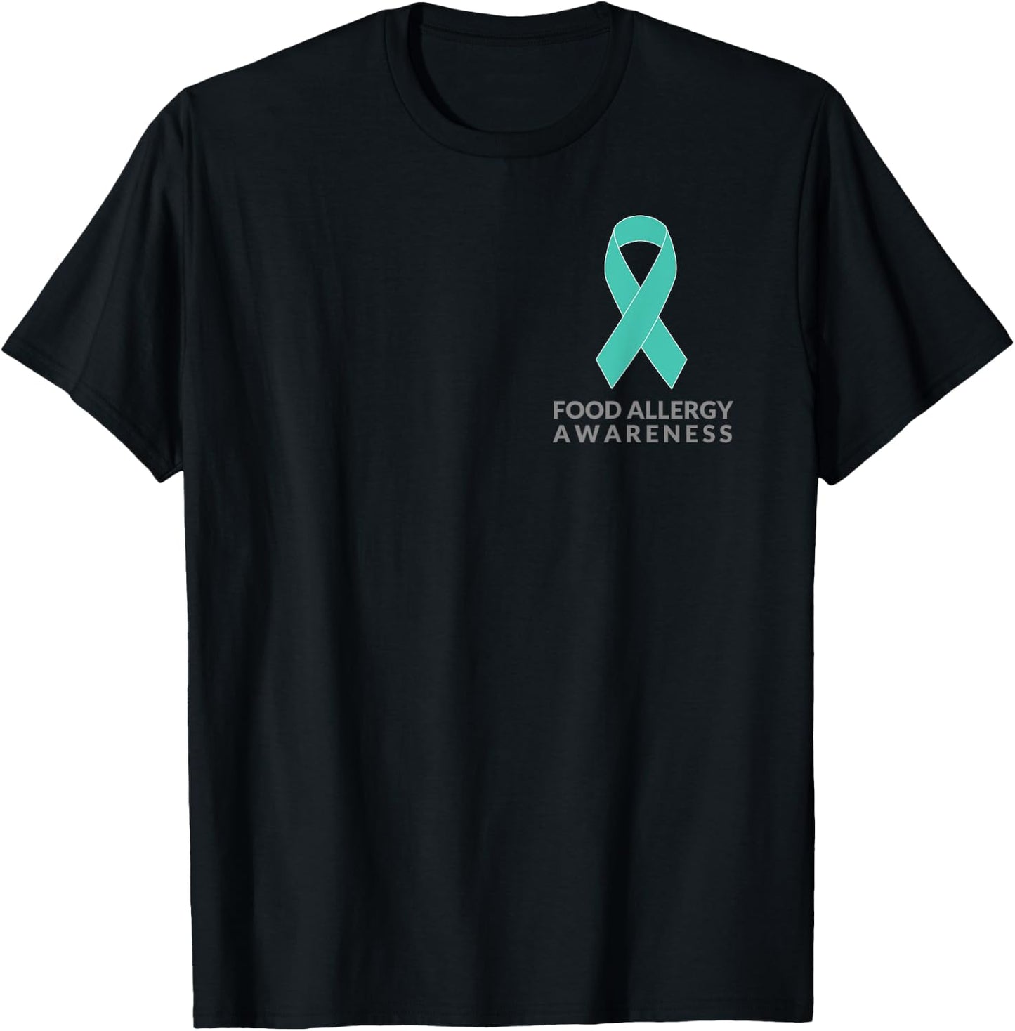 Teal Ribbon Minimalist Shirt Food Allergy Awareness T-Shirt - T-Shirt | Black