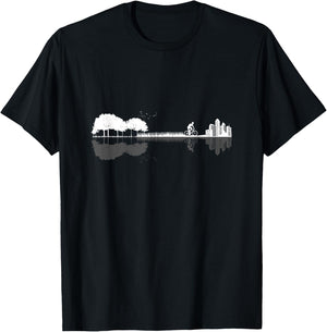 Bicycle Rider Guitar Silhouette Gift T-Shirt - T-Shirt | Black