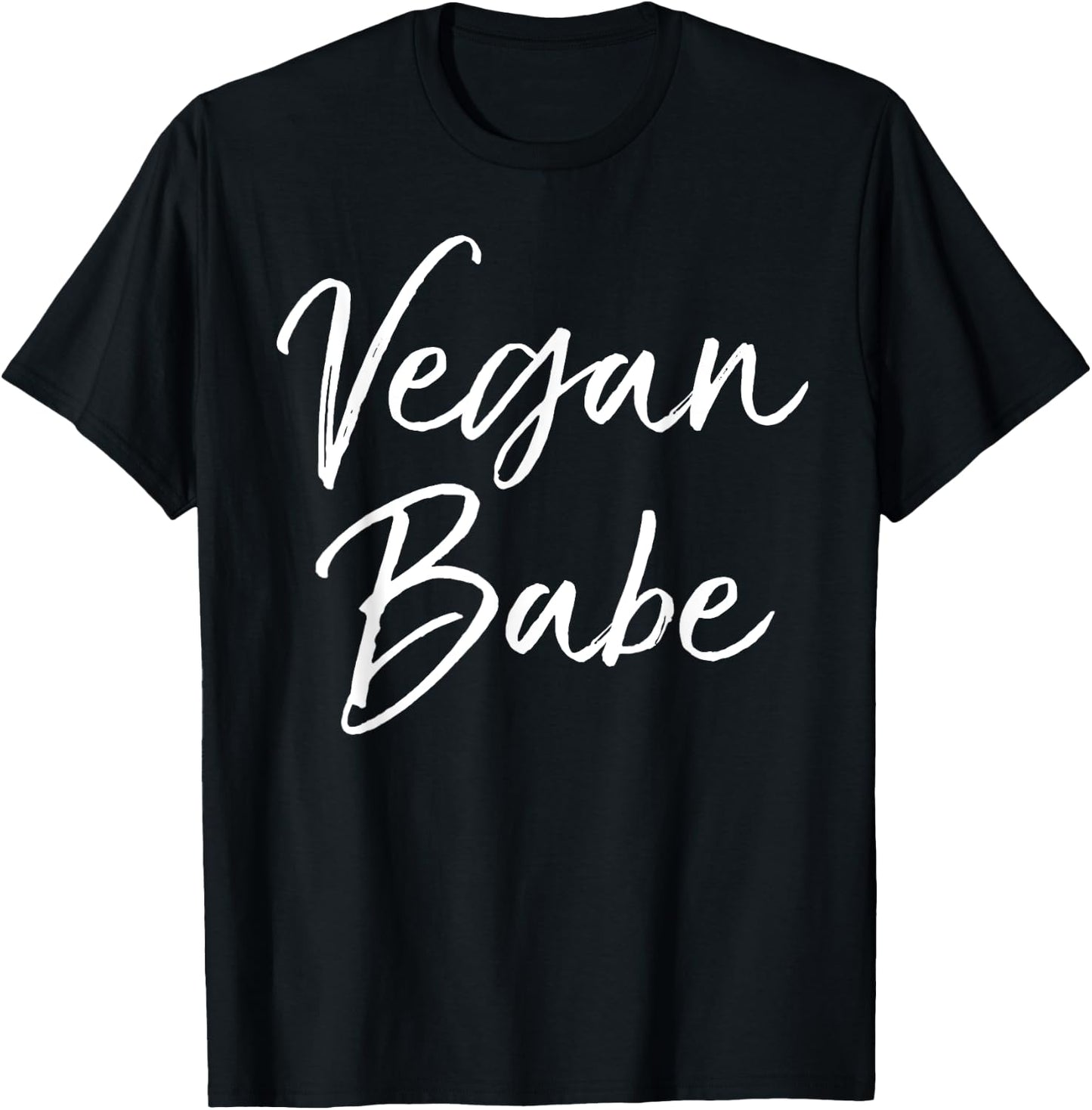 Vegan Babe Shirt Girl Cute Calligraphy Vegan Shirt T-Shirt - T-Shirt | Black