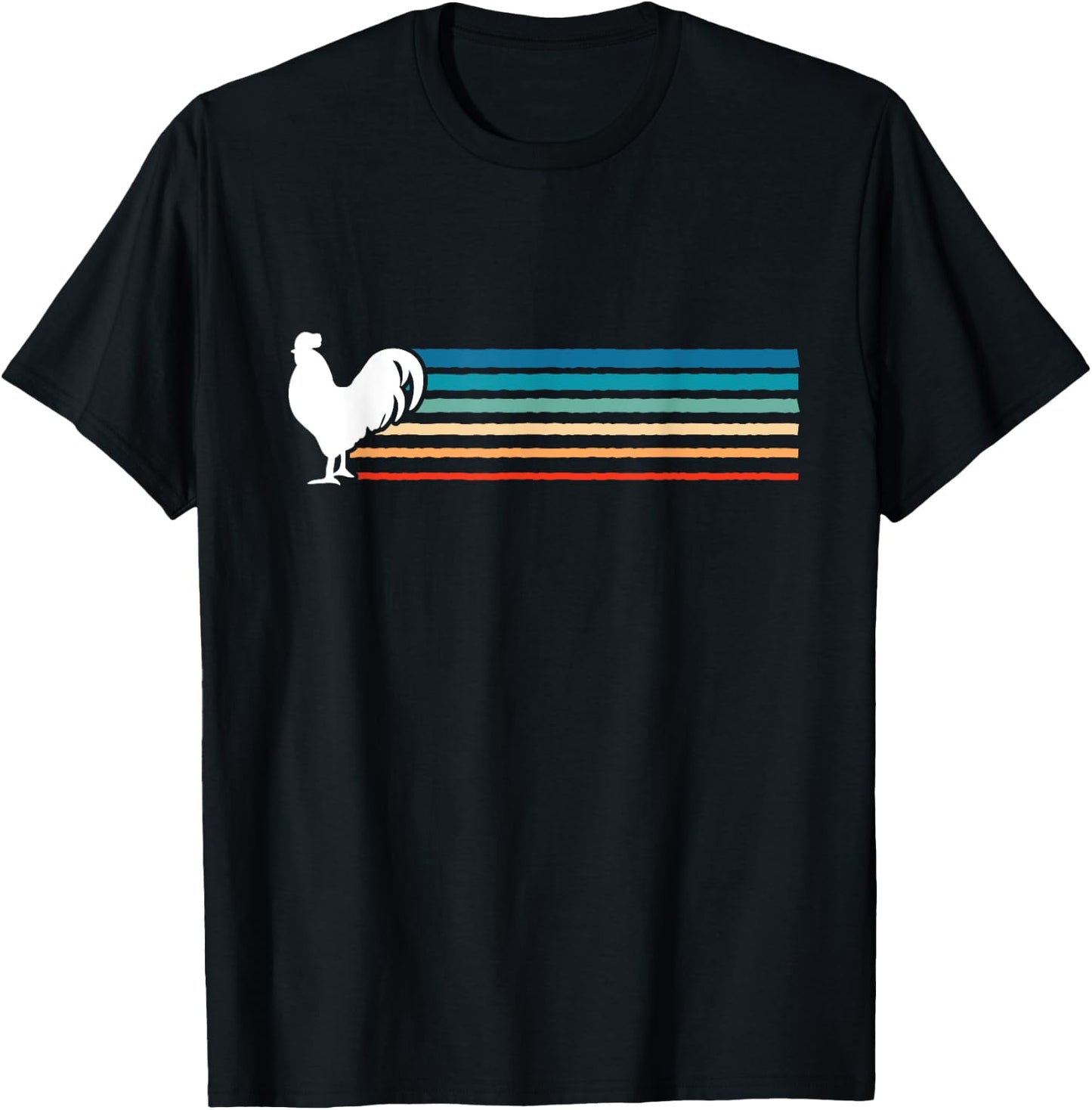 France Rainbow Rooster - Funny Retro Animal T-Shirt - T-Shirt | Black