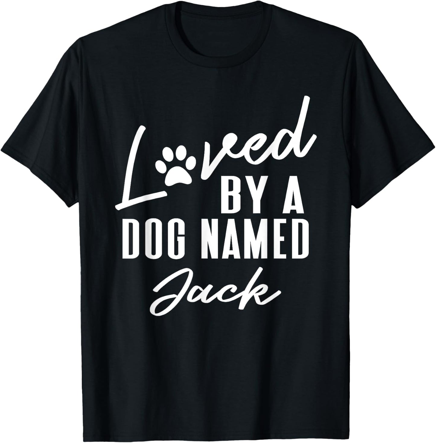 Personalized Dog Name Jack - Pet Lover Paw Print T-Shirt - T-Shirt | Black