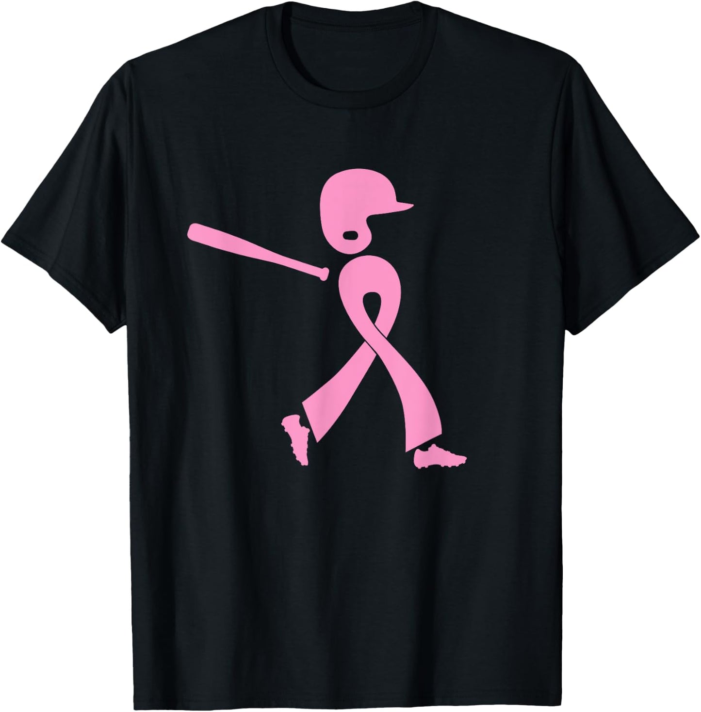 Strike Out Breast Cancer Awareness Pink Ribbon Baseball T-Shirt - T-Shirt | Black
