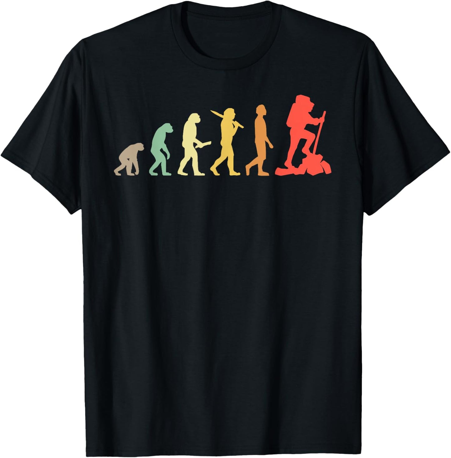Retro Hiking Evolution Gift Hikers T-Shirt - T-Shirt | Black