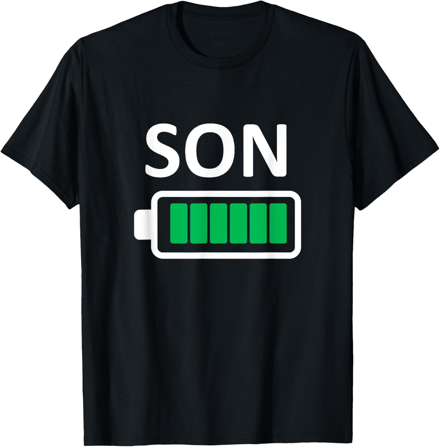 Funny Nerdy Family Son Full Battery Never Tired Geek T-Shirt - T-Shirt | Black
